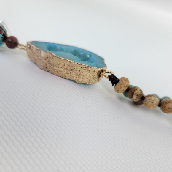 Pyrite Druzzy Natural Stone Long Tassel Necklace - Picture 4 of 8